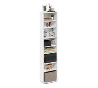 Furinno JAYA Tour de Stockage Multimédia à 7 Niveaux, Faible Encombrement, Blanc