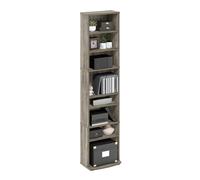Furinno JAYA Tour de Stockage Multimédia à 7 Niveaux, Faible Encombrement, Chêne Français