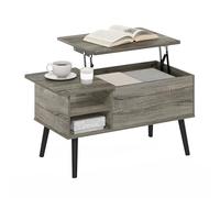 Furinno Jensen Lift Top Coffee Table with Storage Shelf, Side Shelf, Hidden Compartment, for Living Room, Grey Oak, 17.7 (D) x 35.4 (W) x 18.2 (H) in