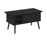 Furinno Jensen Table basse relevable avec pieds en bois avec compartiment caché et étagère latérale ouverte pour salon, américaine, Americano