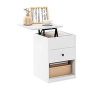 Furinno Jensen Table de Nuit avec 1 tiroir et Relevable, Blanc Uni