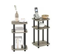 Furinno Just Ensemble De 2 Tables D'Appoint, Table De Chevet À 3 Niveaux avec Système Turn-N-Tube, Idéale pour Le Salon Ou La Chambre, Couleur Chêne Français