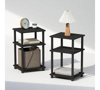 Furinno Just Ensemble de 2 Tables de Chevet, Table de Chevet à 3 Niveaux Turn-N-Tube, Tables de Chevet sans Outil, Table d'appoint avec Rangement Ouvert pour Chambre, Salon, Style américain