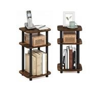 Furinno Just Lot de 2 Table d'appoint Turn-N-Tube à 3 Niveaux avec étagère Ouverte, Table de Nuit à Coins arrondis, Table de Chevet, Assemblage Facile, pour Salon, Chambre, pin ambré