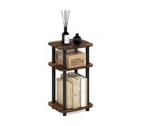 Furinno Just Table D'Appoint, Table De Chevet À 3 Niveaux avec Étagère Ouverte, Forme Arrondie, Montage Facile, Idéale pour Le Salon Ou La Chambre, Couleur Pin Ambré.