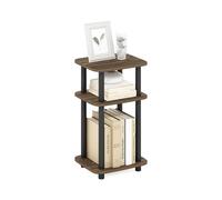 Furinno Just Table D'Appoint, Table De Chevet À 3 Niveaux avec Étagère Ouverte, Forme Arrondie, Montage Facile, pour Salon Ou Chambre, Noyer Columbia