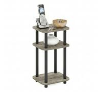 Furinno Just Table D'Appoint, Table De Chevet À 3 Niveaux avec Étagère Ouverte, Style Turn-N-Tube, Coin Arrondi, Montage Facile, pour Salon Ou Chambre, Chêne Français