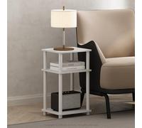 Furinno Just Table D'Appoint, Table De Chevet À 3 Niveaux, Étagères Ouvertes, Montage sans Outil, pour Salon Ou Chambre, Blanche