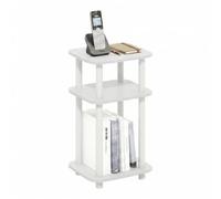Furinno Just Table d'appoint Turn-N-Tube à 3 Niveaux avec étagère Ouverte, Table de Nuit à Coins arrondis, Table de Chevet, Assemblage Facile, pour Salon, Chambre, Blanc
