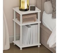 Furinno Just Table de Chevet, Table de Nuit à 3 Niveaux Turn-N-Tube, Table de Chevet sans Outil, Table d'appoint avec Rangement Ouvert pour Chambre ou Salon, Blanche