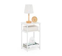 Furinno Juste Table D'appoint avec Cadre en Métal et Étagère de Rangement, Blanc/Blanc