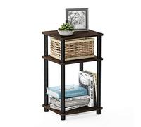 Furinno Juste Turn-N-Tube Table D'appoint à 3 Niveaux, paquet de 1, Noyer Columbia/Noir