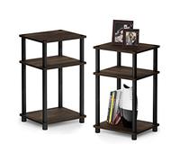 Furinno Juste Turn-N-Tube Table D'appoint à 3 Niveaux, paquet de 2, Noyer Columbia