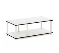 Furinno Juste Unité Centrale TV sans Outils Table basse à 2 Niveaux, Blanc(Expresso)/Blanc