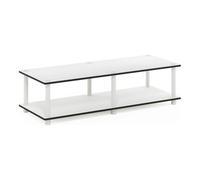 Furinno Juste Unité Centrale TV sans Outils Table basse à 2 Niveaux, Blanc(Expresso)/Blanc