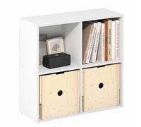 Furinno Luder Bibliothèque à 4 Cubes avec étagères Ouvertes, 9,5 x 24,6 x 23,7 cm, pour Salon, Chambre à Coucher, Bureau à Domicile, Blanc