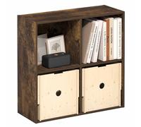 Furinno LUDER Bibliothèque à 4 cubes avec étagères ouvertes, 9,5 x 24,6 x 23,7 cm, pour salon, chambre à coucher, bureau à domicile, pin ambré