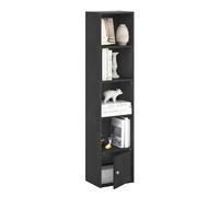 Furinno Luder Bibliothèque à 5 Niveaux avec 1 Porte de Rangement, Bois Noir