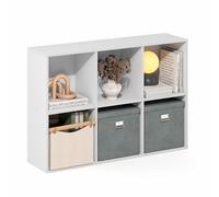 Furinno Luder Bibliothèque à 6 Cubes avec étagères Ouvertes, 9,5 x 24,6 x 35,4 cm, pour Salon, Chambre à Coucher, Bureau à Domicile, Blanc