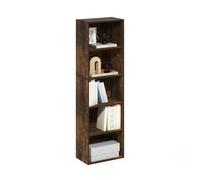 Furinno Luder Bibliothèque, Étagère À 5 Cubes avec Étagère Ouverte, 24 X 40 X 132 Cm, Idéale pour Le Salon, La Chambre Ou Le Bureau, Couleur Pin Ambré.