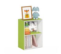 Furinno Luder Bibliothèque/étagère de Rangement 2 étages, Blanc/Vert, 2-Tier