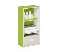 Furinno Luder Bibliothèque ouverte à 3 niveaux, Blanc/Vert, 3-Tier