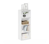 Furinno Luder Bibliothèque ouverte à 4 étages, Blanc, 4-Tier | 9 x 15,6 x 41,7 cm, arrière fermé, bibliothèque moderne, pour salon, chambre, bureau à domicile