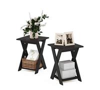 Furinno Modern Simplistic Table de Bout Croisée, Espresso, Lot de 2, Bois dense, Marron, One Size