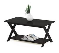 Furinno Modern Table Basse, Table Basse rectangulaire Moderne avec Pieds en X, Table d'appoint croisée, pour Salon, Chambre, Bureau, Noir Expresso