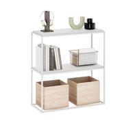 Furinno Moretti Étagère Empilable Style de Vie Moderne, 2 Niveaux, Large, Blanche Unie/Blanche