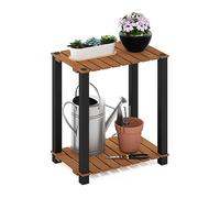 Furinno Pangkor Étagère pour Plantes d'extérieur, Bois d'ingénierie Plastique, Naturel/Noir, 45 (L) x 50 (H) x 30 (P) cm