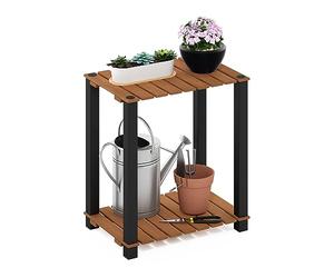 Furinno Pangkor Étagère pour Plantes d'extérieur, Bois d'ingénierie Plastique, Naturel/Noir, 45 (L) x 50 (H) x 30 (P) cm