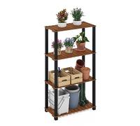 Furinno Pangkor Turn-N-Tube Table D'appoint en Bois à 4 Niveaux pour Intérieur et Extérieur avec Poteaux Carrés. Naturel/Noir