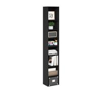 Furinno PASIR Bibliothèque, 8 Niveaux, avec Étagère Ouverte, 23,6 X 30 X 180 Cm, Idéale pour Le Salon, La Chambre Ou Le Bureau, en Bois Noir.