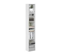 Furinno PASIR Bibliothèque, 8 Niveaux, avec Étagère Ouverte, 23,6 X 30 X 180 Cm, Idéale pour Le Salon, La Chambre Ou Le Bureau, Blanche.