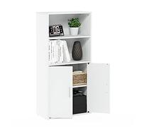 Furinno Pasir Bibliothèque de Rangement avec 2 étagères Ouvertes et 2 Portes, Blanc