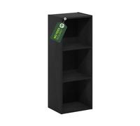 Furinno PASIR Étagère, Bibliothèque À 3 Niveaux avec Étagères Ouvertes, 23 X 30 X 81 Cm, Idéale pour Le Salon, La Chambre Ou Le Bureau, Bois Foncé