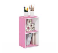Furinno Pasir Étagère ouverte à 2 niveaux, Blanc/Rose, 2-Tier Cube, Chêne Français