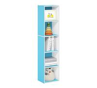 Furinno Pasir Étagère ouverte à 5 niveaux, Blanc/Bleu clair, 5-Tier Cube