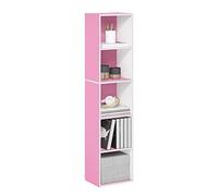 Furinno Pasir Étagère ouverte à 5 niveaux, Blanc/Rose, 5-Tier Cube