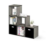 Furinno Pelli Cubique Armoire de Rangement, 3-2-1, Chêne Français Gris/Noir, Bois, One Size
