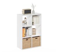 Furinno PELLI Étagère À Livres, Étagère 3X2, Meuble De Rangement Cubique, 29,5 X 61,5 X 91,2 cm, pour Salon, Chambre, Bureau, Blanc