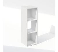 Furinno PELLI Étagère, Bibliothèque À 3 Cubes, Rangement Intégré, 29,7 X 30,7 X 90 Cm, Idéale pour Le Salon, La Chambre Ou Le Bureau, Blanche
