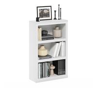 Furinno Rail Étagère à Livres, bibliothèque à 3 Niveaux, bibliothèque avec étagère Ouverte, 25.6 x 62.5 x 99, pour Salon, Chambre, Bureau à Domicile, Blanc