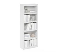 Furinno Rail Étagère à Livres, bibliothèque à 5 Niveaux, bibliothèque avec étagère Ouverte, 25.6 x 62.5 x 161.3, pour Salon, Chambre, Bureau à Domicile, Blanc