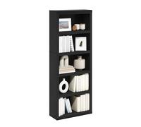 Furinno Rail Étagère à Livres, bibliothèque à 5 Niveaux, bibliothèque avec étagère Ouverte, 25.6 x 62.5 x 161.3, pour Salon, Chambre, Bureau à Domicile, Bois Noir