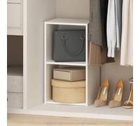 Furinno Reed Organisateurs et Rangement de Placard, Organisateur de Placard 2 Niveaux, Étagère Ouverte de Placard, pour Garde-Robe, Chambre, Salon, Blanc