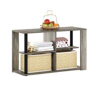 Furinno Romain Tableau Basse avec Étagère, Bois d'ingénierie, Chêne Français/Noir, 29,7 (D) x 80 (W) x 46,7 (H) cm