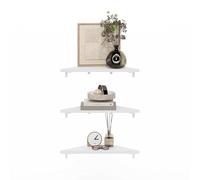 Furinno Rossi étagères flottantes triangulaires murales, Lot de 3 étagères d’Angle géométriques, étagères murales pour Salle de Bain, Bureau à Domicile, Salon, Blanc