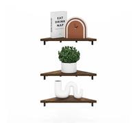 Furinno Rossi étagères flottantes triangulaires murales, Lot de 3 étagères d’Angle géométriques, étagères murales pour Salle de Bain, Bureau à Domicile, Salon, pin ambré